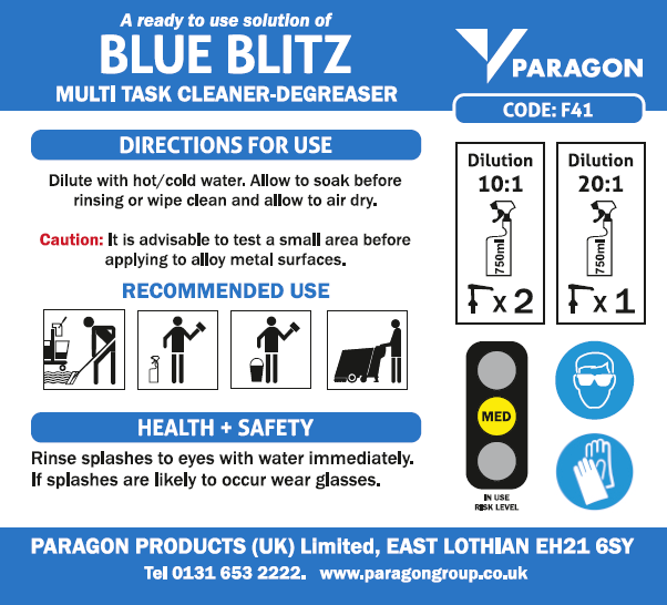 Label for Blue Blitz 750ml