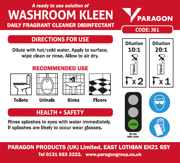 Label for Washroom Kleen 750ml