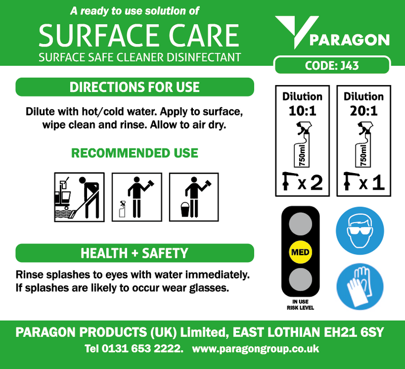 Label for Surface Care 750ml