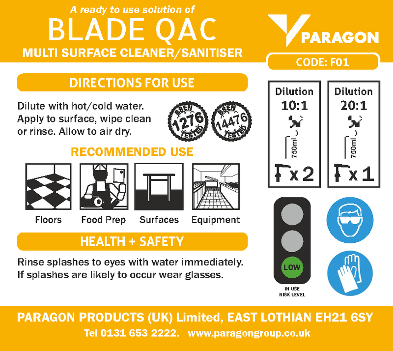 Label for Blade QAC 750ml